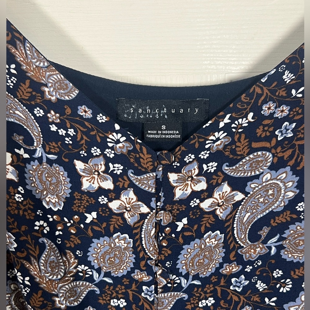 Sanctuary Hi Low Midi Dress Navy Paisley Boho Flowy Small - Picture 5 of 7
